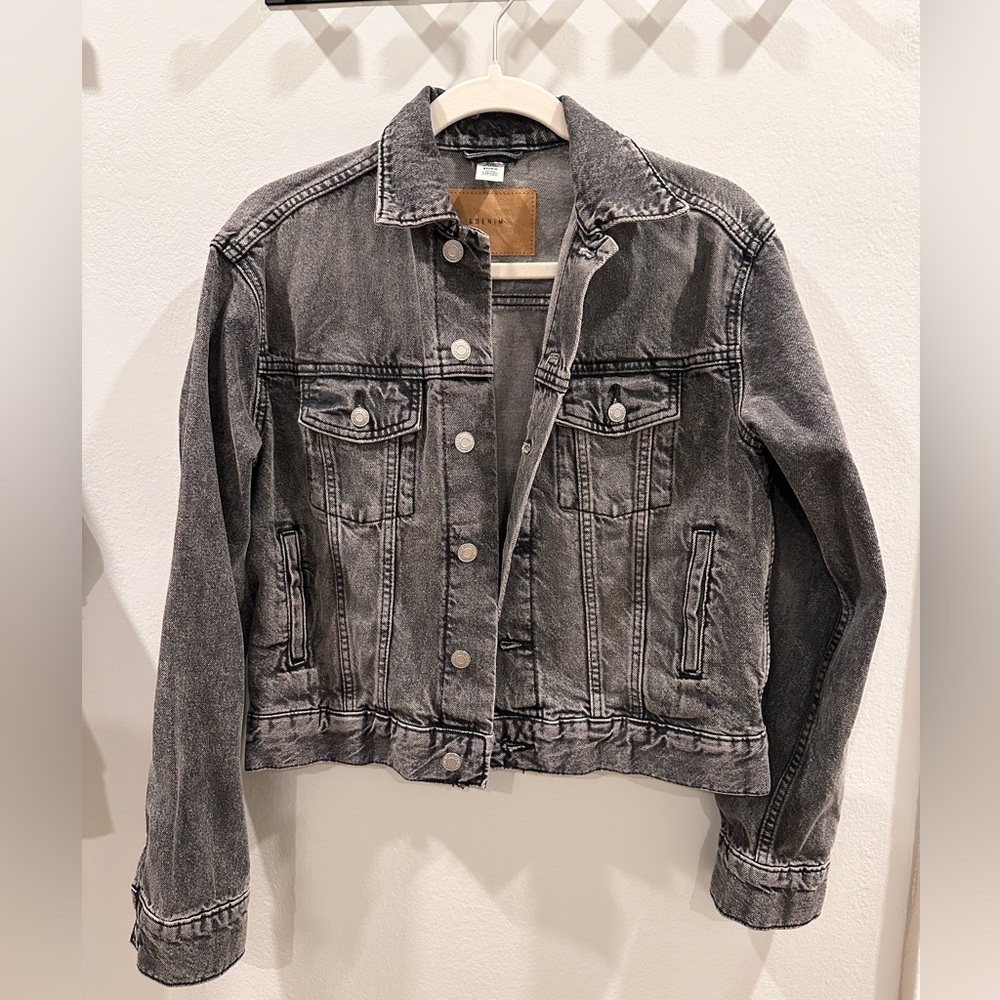 H&M washed black/dark gray denim jacket